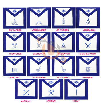 Masonic Blue Lodge Officers Aprons- Set of 15 Aprons - kitchcutlery
 - 1